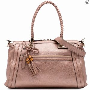 Rose Gold Gucci Metallic Pebbled Calfskin Leather - Bella Satchel